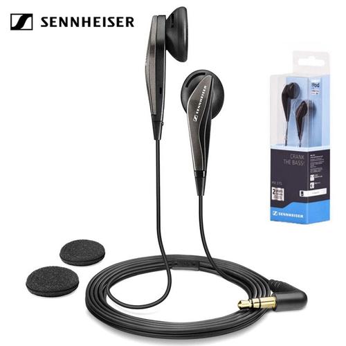 Écouteurs intra-auriculaires d'origine Sennheiser MX 375 Deep Bass Casque à son dynamique Casque noir 3,5 mm pour téléphones IOS et Android