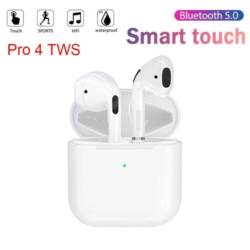 TWS Pro 4 écouteurs sans fil Bluetooth 5.0 écouteurs intra-auriculaires stéréo basse avec micro boîtier de charge Pro4 casque Bluetooth