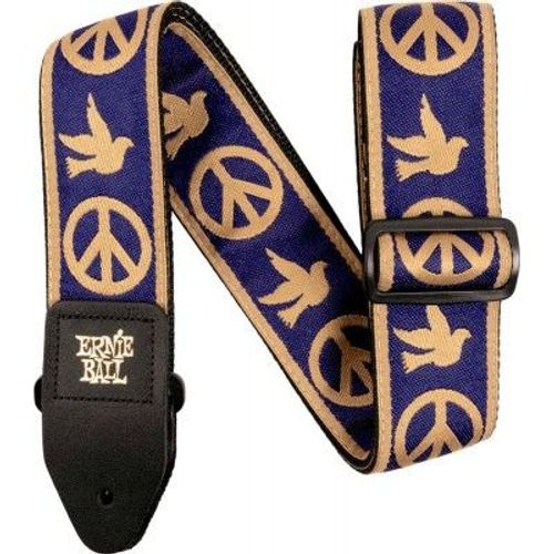 Sangle Jacquard Peace Love Dove Bleu Marine Et Beige