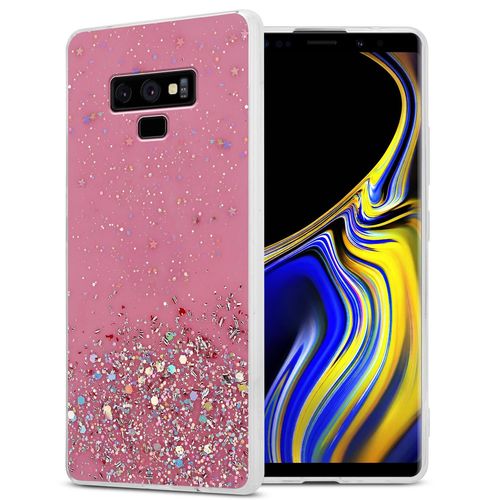 Cadorabo Housse Compatible Avec Samsung Galaxy Note 9 En Rose Avec Paillettes - Étui De Protection En Silicone Tpu Flexible Avec Paillettes Scintillantes