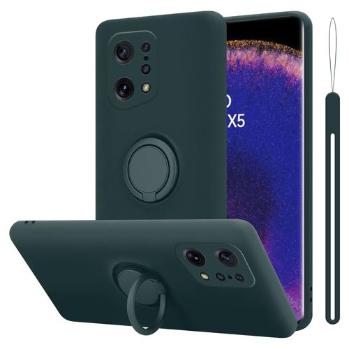 Cadorabo Housse Compatible Avec Oppo Find X5 En Liquid Green - Étui De Protection En Silicone Tpu Flexible Avec Anneau
