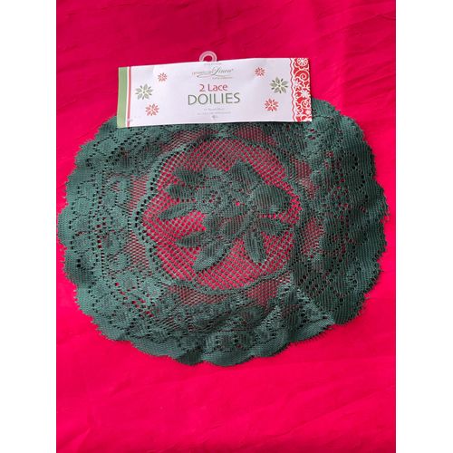 Lot De 2 Napperons Ronds En Dentelle, Neuf.