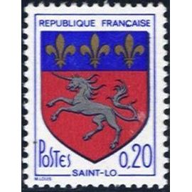 Timbre France 1966 Oblitéré Blason De Saint-Lô 0.20 Yt1510