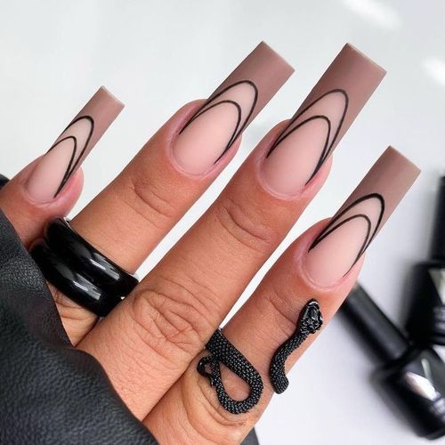 ?72 Pièces Faux Ongles?Manucure Française Longue Tenue Manucure Automne Et Hiver Faux Ongles Finis Manucure Amovible Faux Ongles 