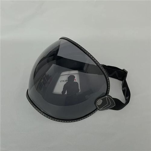 Mjh-L01 Noir - Visière À Bulles Pour Casque De Moto, Sangle De Fixation Élastique, Design Rétro Bouclier De Moto, Lunettes De Casque Vintage Chopper