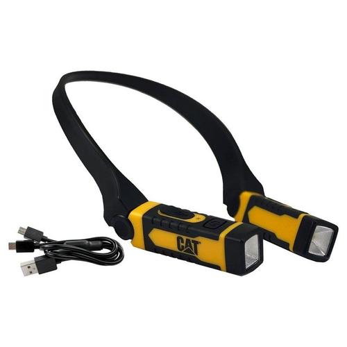 Lampe de cou rechargeable Caterpillar 300 Lumens Chargeur USB Portee 25 m Etanche IPX6