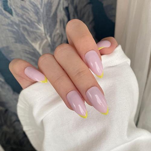 ?72 Pièces Faux Ongles?Short Beige Wearing Nail Patch Amovible Pour Ongles Fini French French Manucure Cute Girl Nail Piece 