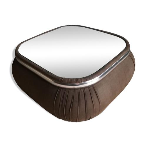 Table Basse Miroir En Velours Marron