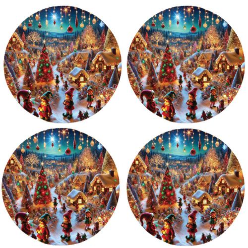 Set De 4 Dessous De Verres Lutins De Noël Cbkreation