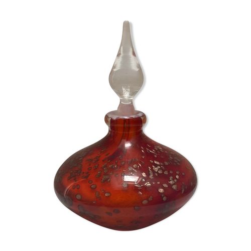 Fiole en pte de verre sign Jean Michel Operto orange