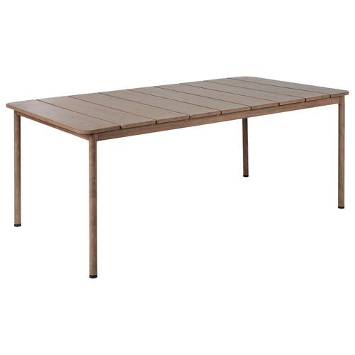 Table De Jardin 185x96 Cm Métal Bois Clair Flavia