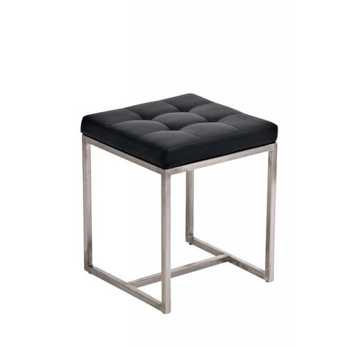 Tabouret Bas En Synthétique Noir Pieds Acier Inoxydable Brossé Mat Classique Et Pratique 10_0001065