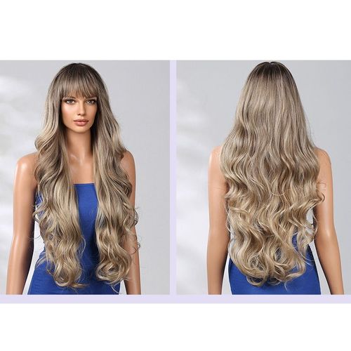 Perruque Pour Femmes, Cheveux Longs Bouclés, Brun Doré, 30inch