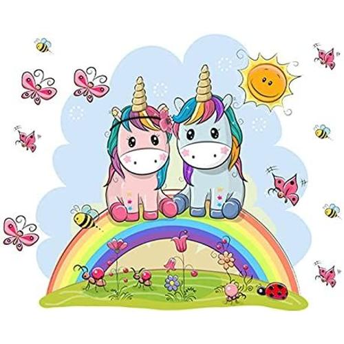 Autocollants Muraux Licorne Arc-En-Ciel Licorne Pour Chambre D'enfant, Décoration Murale, Chambre D'enfant, Motif Licorne