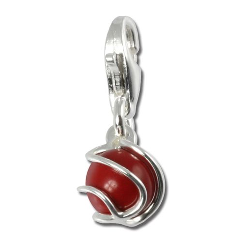 Silberdream Charm Bracelet En Argent Véritable 925 Pendentif Boule De Corail Rouge Fc250r