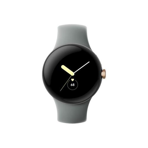 Google Pixel Watch - 41 Mm - Argent Poli - Montre Intelligente Avec Bracelet Active - Fluoroélastomère - Charbon De Bois - Taille Du Bracelet : L - 32 Go - Wi-Fi, Lte, Nfc, Bluetooth - 4g - 36 G