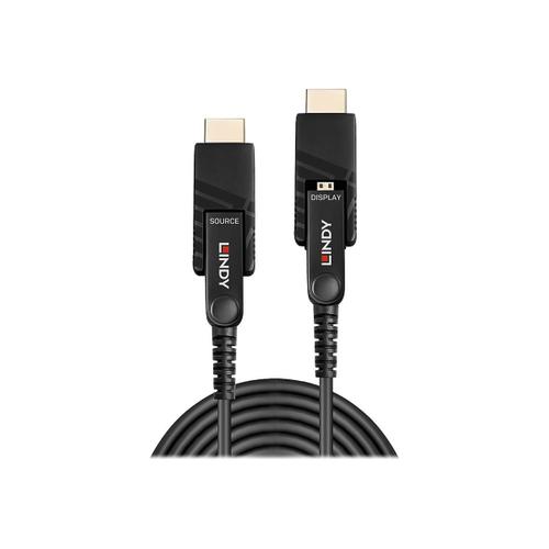 Lindy - Câble HDMI avec kit Ethernet - 19 pin micro HDMI Type D mâle pour 19 pin micro HDMI Type D mâle - 20 m - cuivre hybride/fibre optique - noir - support 4K