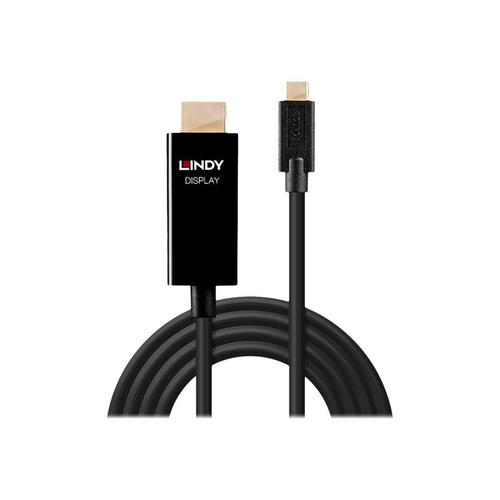 Lindy - Câble adaptateur - 24 pin USB-C mâle pour HDMI mâle - 3 m - blindé - noir - rond, support 4K