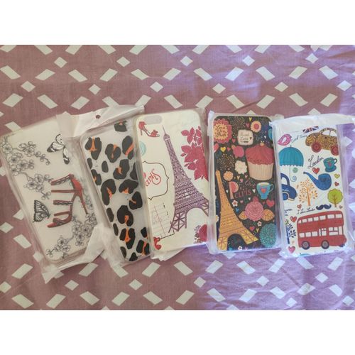 Lot X 5 Coques Iphone 6 4.7" Souple  Paris Londres Fashion