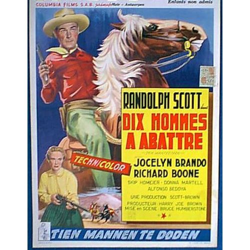 10 Hommes A Abattre - Ten Wanted Men * Film Western 1955 Bruce Humberstone - Affiche De Cinéma Originale Belge - 35x55 Cm * Original Movie Poster * Randolph Scott ; Richard Boone *