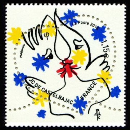 Timbre France 2015 Oblitéré Coeur Jean-Charles De Castelbajac 1.15 Yt4925