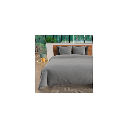Parure Housse De Couette En Microfibre Lavée 260x240 Cm Boheme Gris, Par Soleil D'ocre
