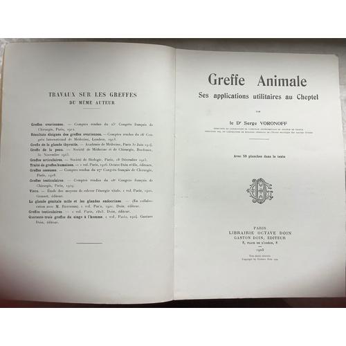 Greffe Animale - Ses Applications Utilitaires Au Cheptel Par Serge Voronof