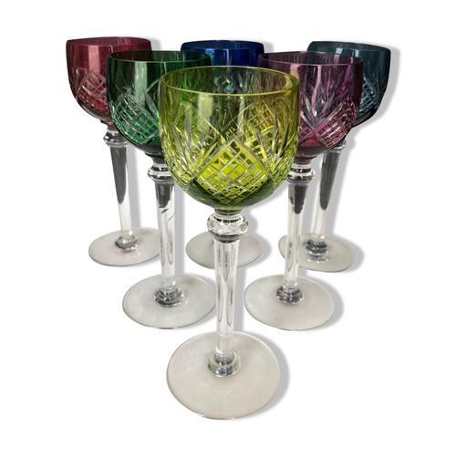 Set De 6 Verres Vin De Couleur En Cristal Taill De Saint Louis Multicolore