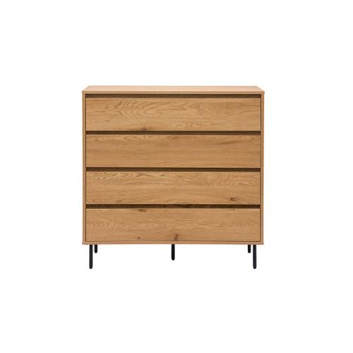 Commode Finition Bois Clair Chêne 4 Tiroirs L100 Cm Aragon