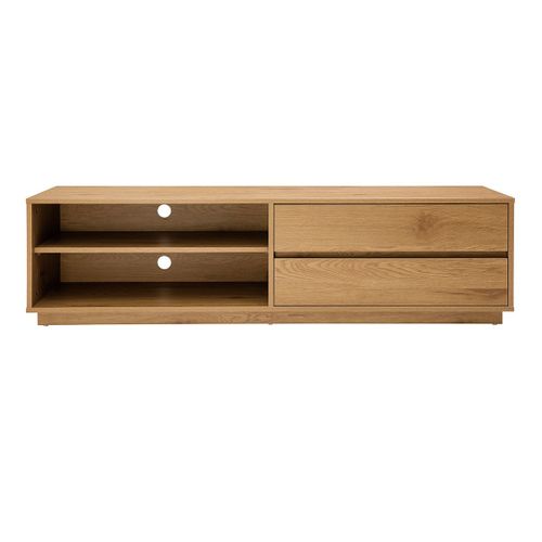Meuble Tv Finition Bois Clair Chêne 2 Tiroirs L160 Cm Madero
