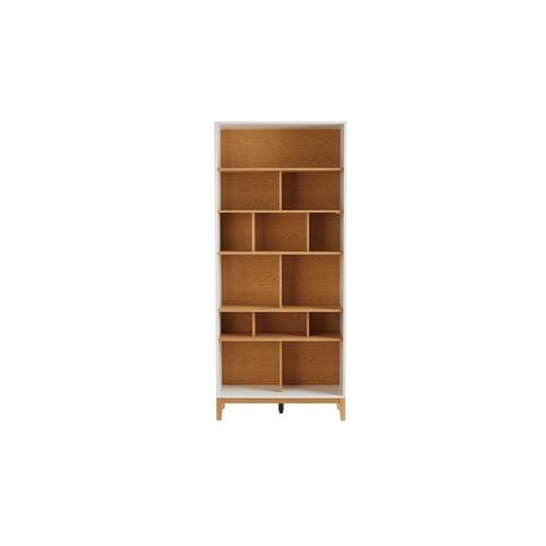 Bibliothèque Design Bois Clair Chêne Et Blanc L90 Cm Abel