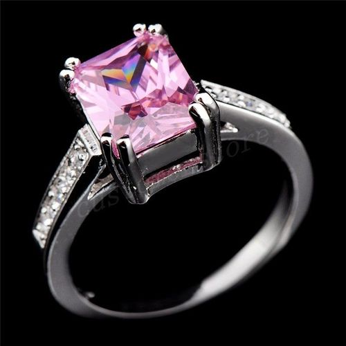 Bijoux Femme Anneau Femme Rose Quatre Griffes Carré Diamant Zircon Yiwu Bracelet
