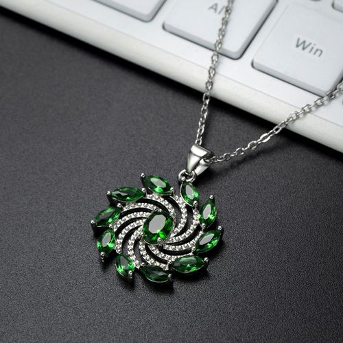 Bijoux Femme Collier De Tournesol Vert En Acier Inoxydable Chaîne Claviculaire Pour Femmes