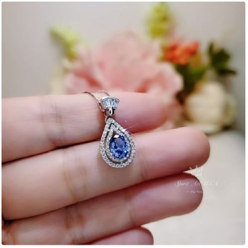 Bijoux Femme Mini - Set Platine Double White Diamond Blue Zircon Drop Collier Women's Clavicular Chain