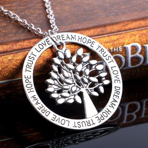 Bijoux Femme 925 Collier D'arbre De Paix Creux Plaqué Argent Chaîne D'arbre De Vie Pour Femmes