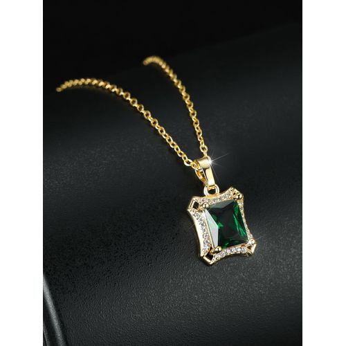 Bijoux Femme Collier Émeraude En Diamant Doré Pour Femmes Chaîne Claviculaire