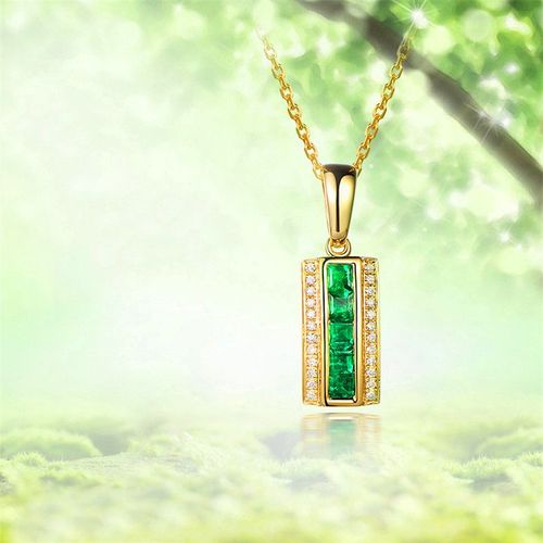 Bijoux Femme 18k Gold Rose Gold Cubic Green Ruby Collier Women's Clavicular Chain