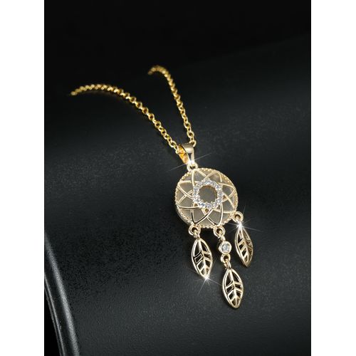 Bijoux Femme Dream Catcher Eye Golden White Diamond Hollow Leaf Dream Catcher Collier Chain