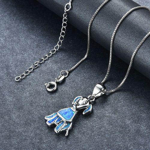 Bijoux Femme 925 Collier De Femme Bleu Argenté Mignon Pendentif De Chien