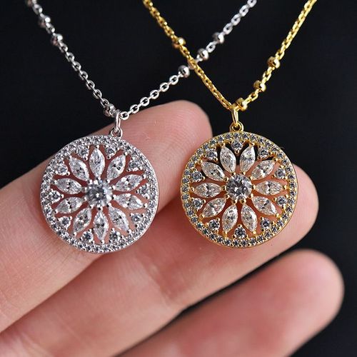 Bijoux Femme Collier De Pétales De Disque Blanc Doré Creux Pour Femmes