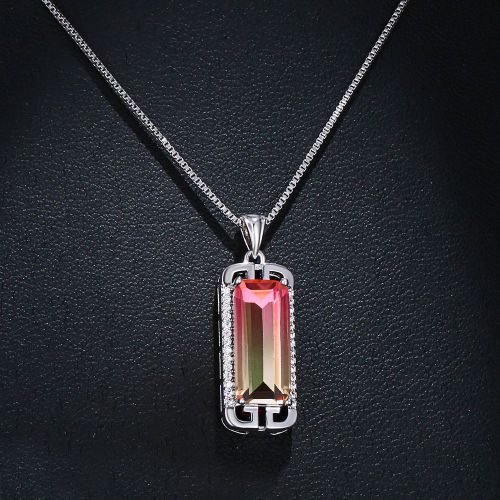Bijoux Femme 14k Collier Rectangulaire À Quatre Pattes En Or Rose Pour Femmes Creuses Aux Deux Extrémités