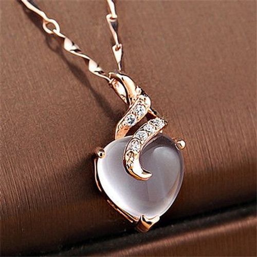 Bijoux Femme Collier En Cristal Rose En Forme De Coeur Pour Femmes Nobles