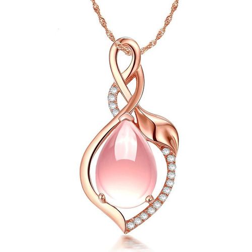 Bijoux Femme Rose Or Rose Platine Bleu - Vert Violet Femme Atmosphère Hibiscus Collier En Pierre