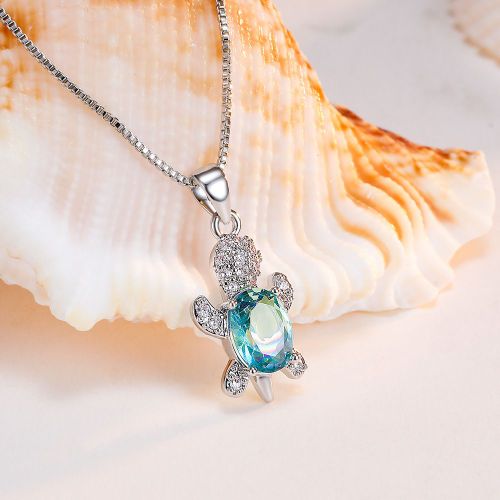 Bijoux Femme Collier Tortue Du Vent Tourmaline Collier Chaîne