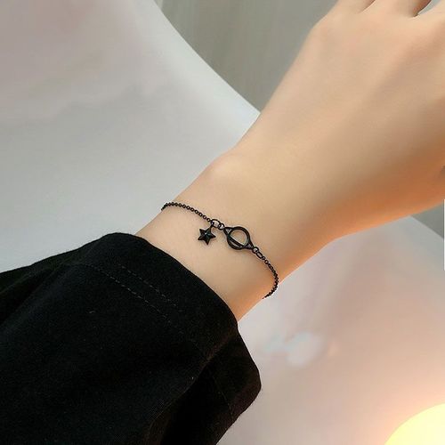 Bijoux Femme Black Star Bracelet Star Pendentif Collier Boucles D'oreilles Heart Set