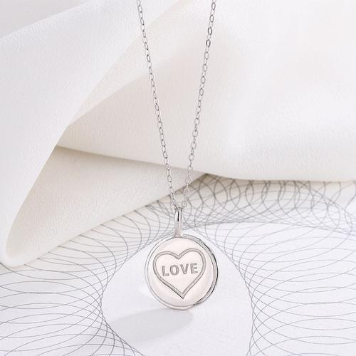 Bijoux Femme S925 Collier D'amour Rond Argenté En Saillie Lisse Chaîne De Couple