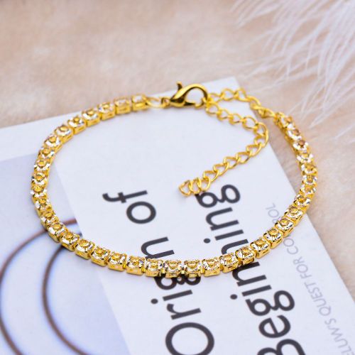 Bijoux Femme Bracelet En Diamant Incrusté De Zircon À Une Seule Rangée Sans Décoloration Pour Prolonger La Chaîne De Tennis