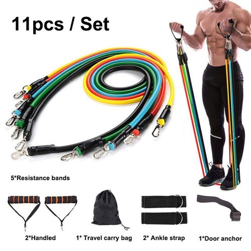 11 Pièces Ensemble De Bandes Élastiques Exercice Porte Ancre Poignées Sangles De Cheville Tube En Latex Pour Yoga Entraînement À Domicile