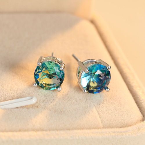 Bijoux Femme Tourmaline Ronde En Platine Boucles D'oreilles En Spirale Boucles D'oreilles En Vent