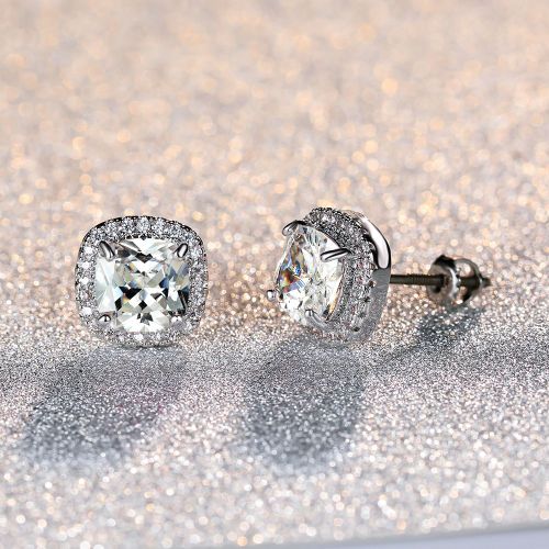 Bijoux Femme Boucles D'oreilles En Spirale Carrée Platine À Quatre Pattes